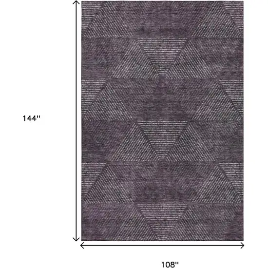 Eggplant And Gray Geometric Washable Area Rug With UV Protection Photo 3