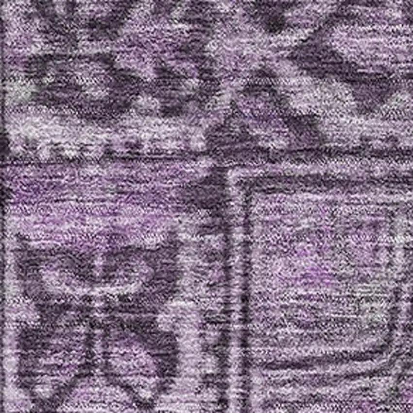 Eggplant And Gray Oriental Washable Area Rug With UV Protection Photo 2