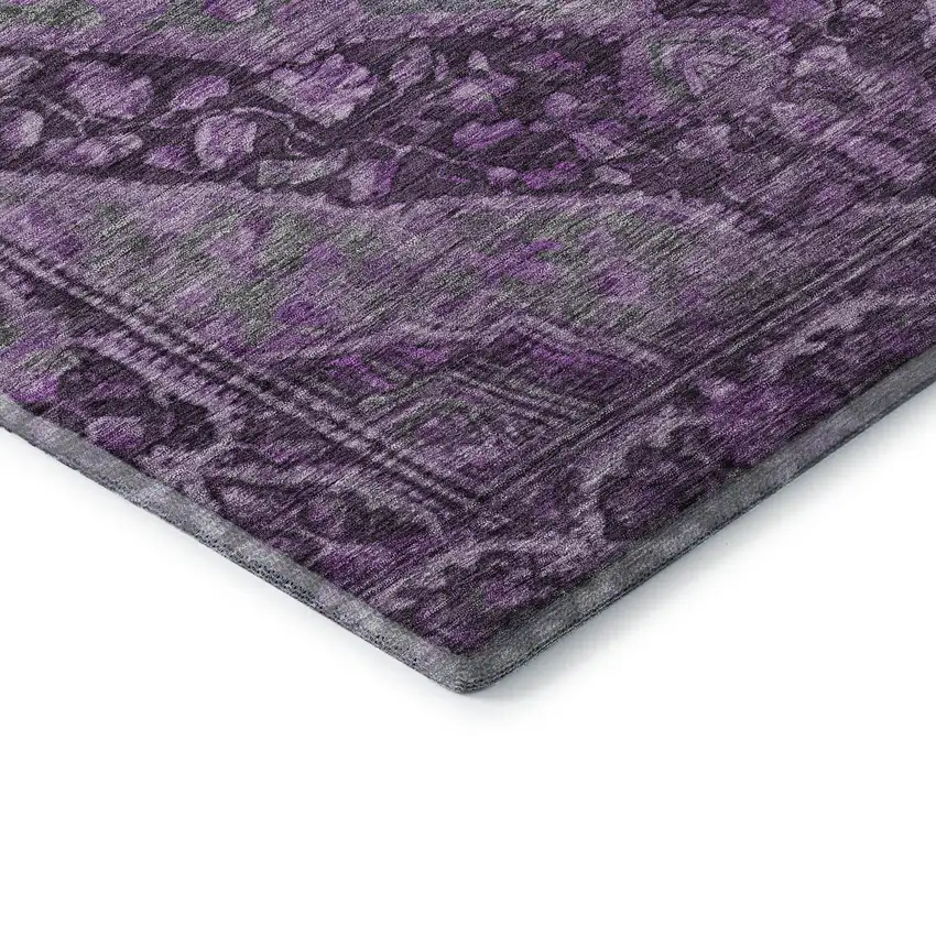 Eggplant And Gray Oriental Washable Area Rug With UV Protection Photo 7