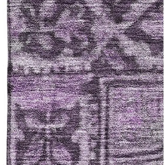 Eggplant And Gray Oriental Washable Area Rug With UV Protection Photo 2