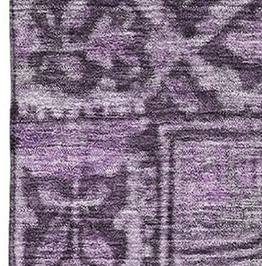 Eggplant And Gray Oriental Washable Area Rug With UV Protection Photo 2