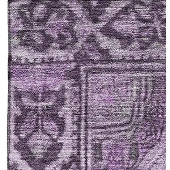 Eggplant And Gray Oriental Washable Area Rug With UV Protection Photo 2