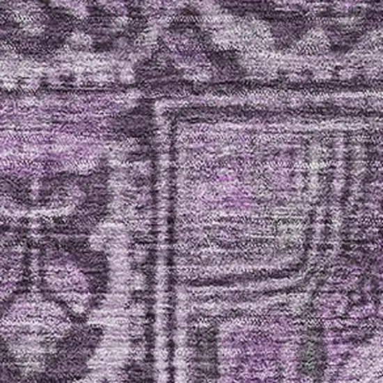 Eggplant And Gray Oriental Washable Area Rug With UV Protection Photo 2