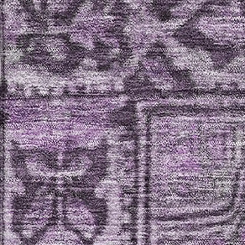 Eggplant And Gray Oriental Washable Area Rug With UV Protection Photo 2