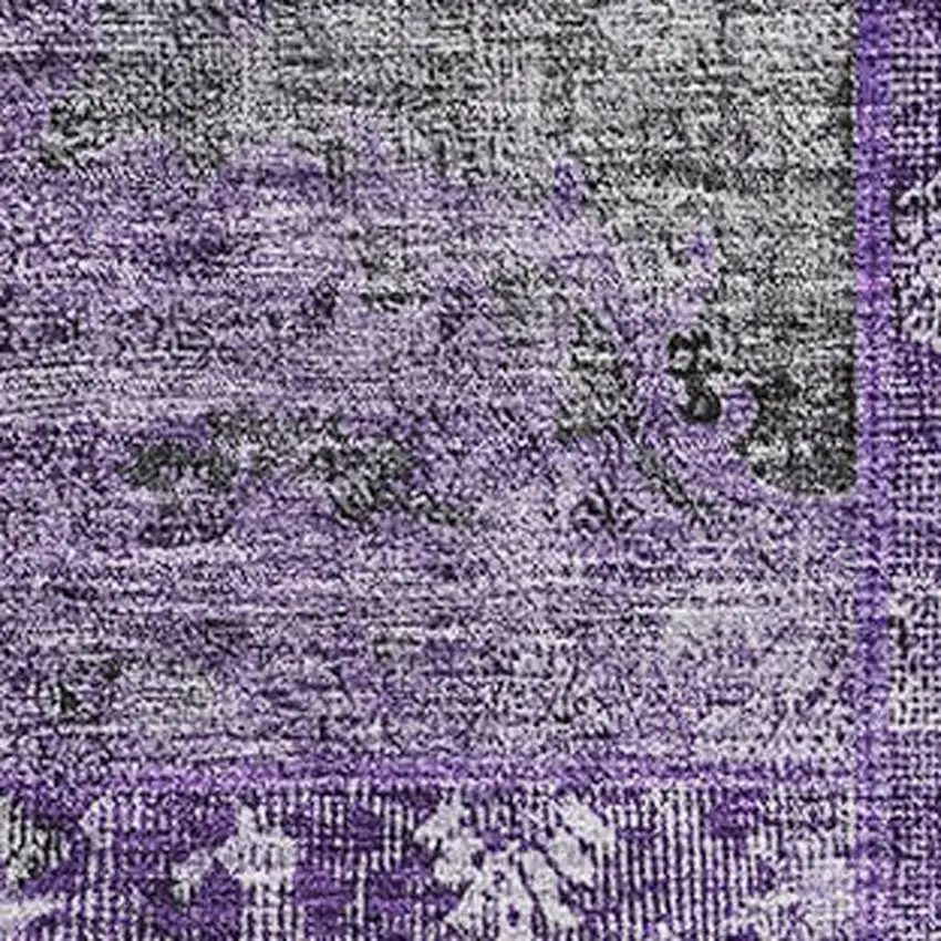 Eggplant And Gray Patchwork Washable Area Rug With UV Protection Photo 3