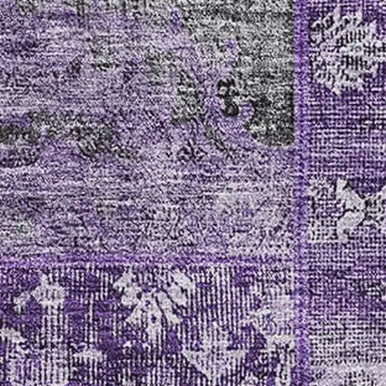 Eggplant And Gray Patchwork Washable Area Rug With UV Protection Photo 5