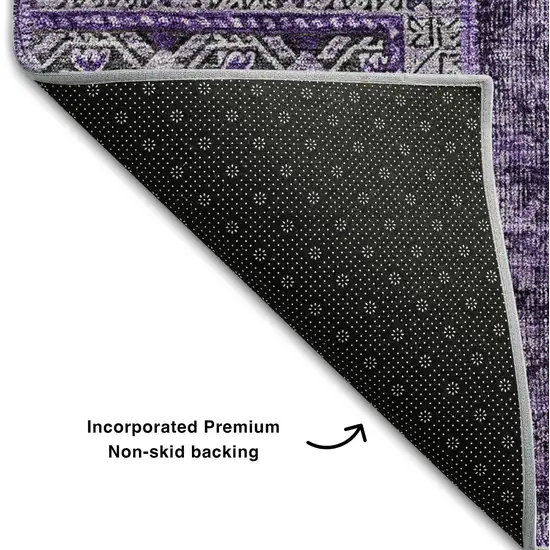 Eggplant And Gray Patchwork Washable Area Rug With UV Protection Photo 8