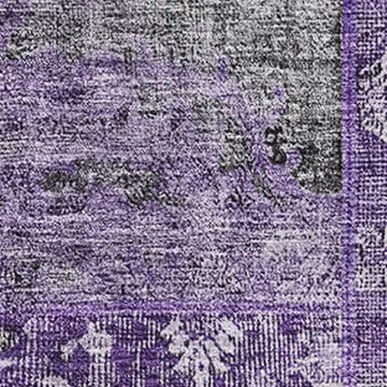 Eggplant And Gray Patchwork Washable Area Rug With UV Protection Photo 5