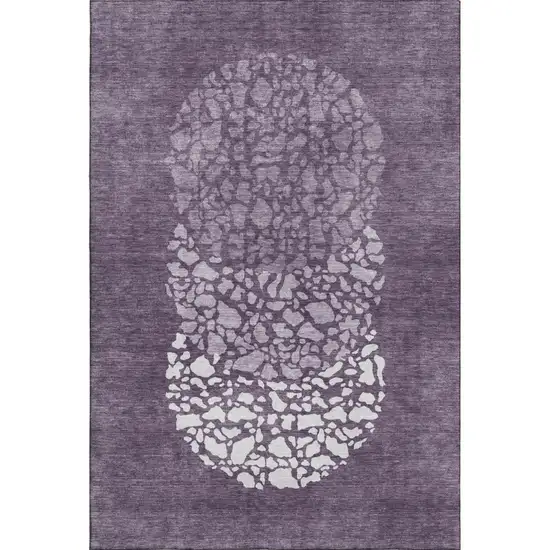 Eggplant And Ivory Abstract Washable Area Rug With UV Protection Photo 1