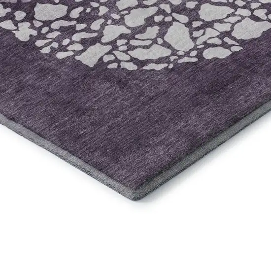 Eggplant And Ivory Abstract Washable Area Rug With UV Protection Photo 9