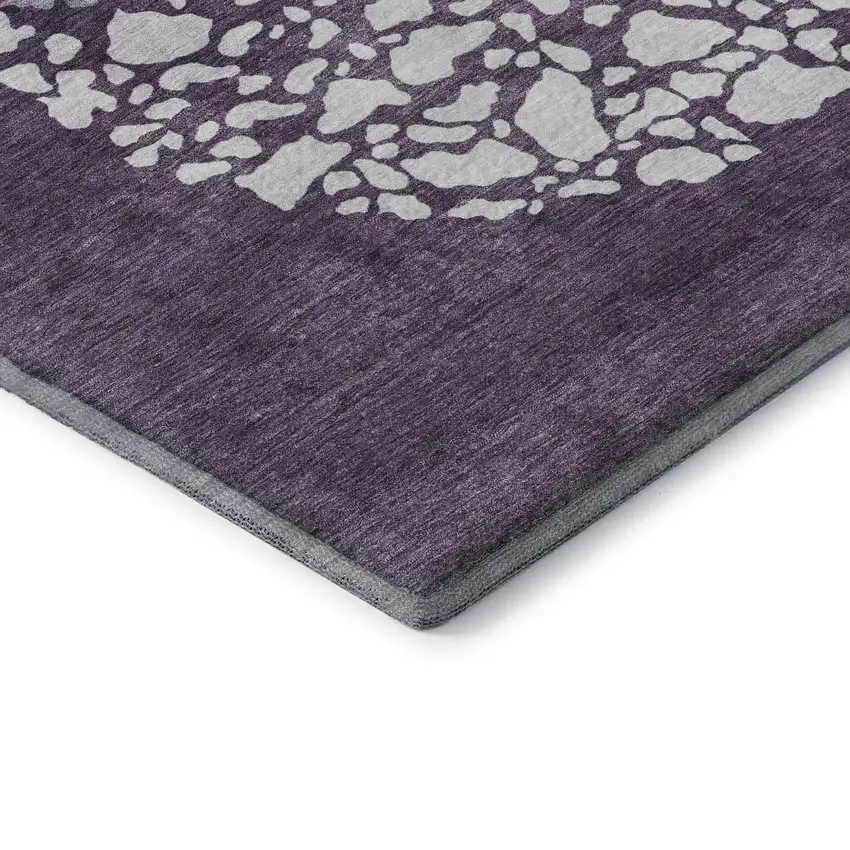 Eggplant And Ivory Abstract Washable Area Rug With UV Protection Photo 9