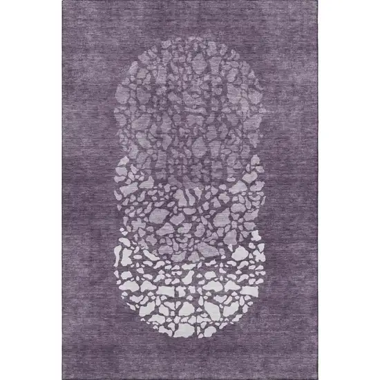 Eggplant And Ivory Abstract Washable Area Rug With UV Protection Photo 3