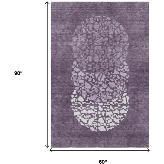 Eggplant And Ivory Abstract Washable Area Rug With UV Protection Photo 3