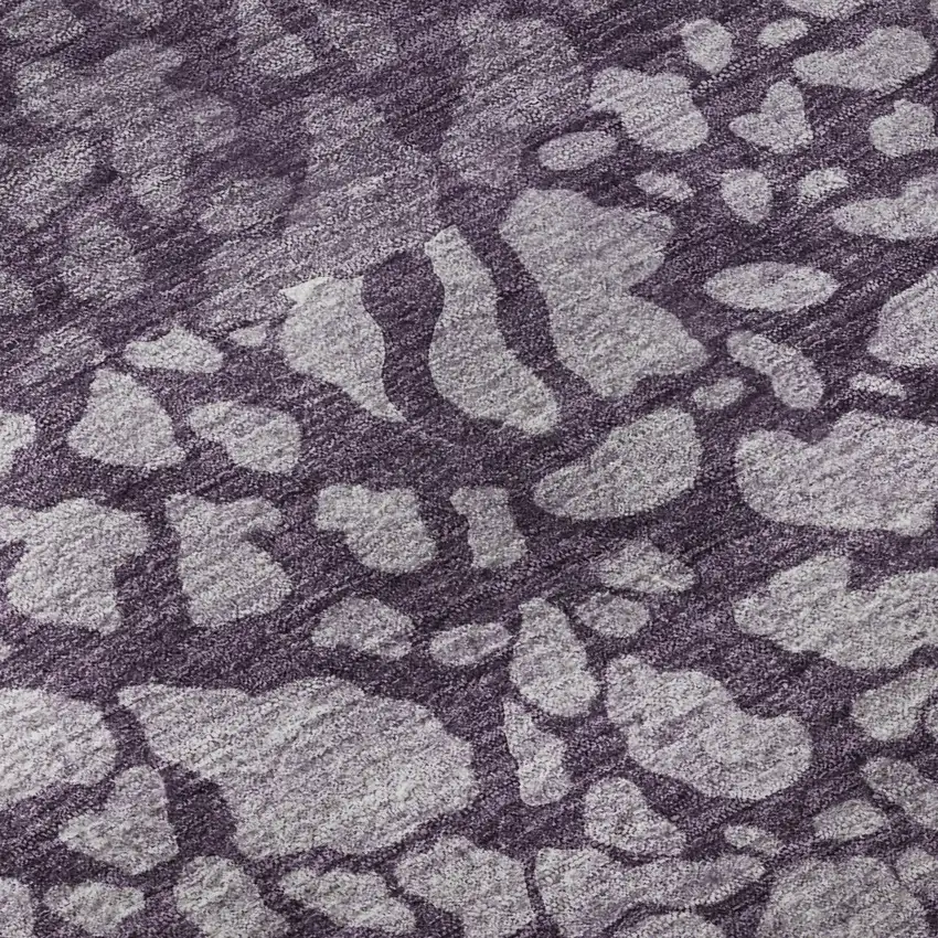 Eggplant And Ivory Abstract Washable Area Rug With UV Protection Photo 9