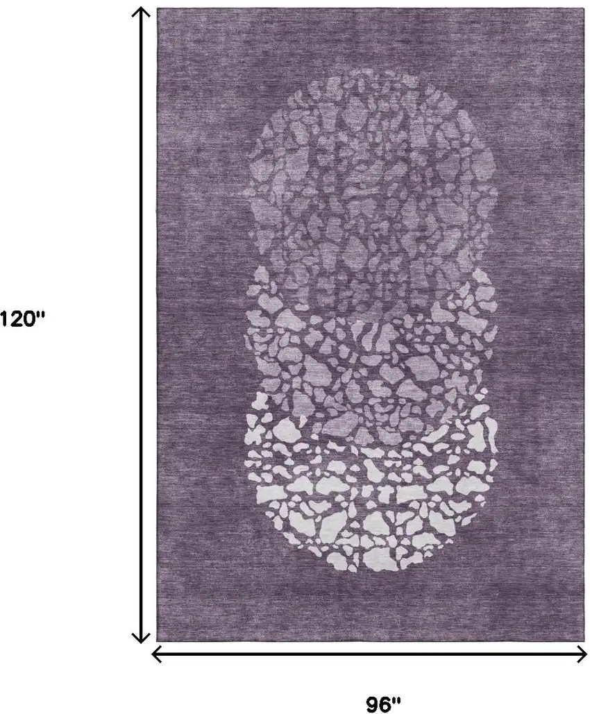 Eggplant And Ivory Abstract Washable Area Rug With UV Protection Photo 9