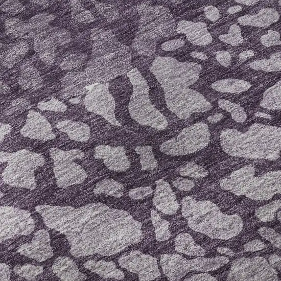 Eggplant And Ivory Abstract Washable Area Rug With UV Protection Photo 8