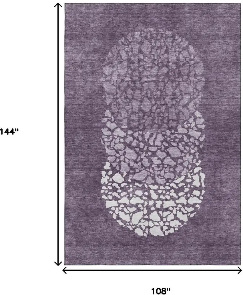 Eggplant And Ivory Abstract Washable Area Rug With UV Protection Photo 9