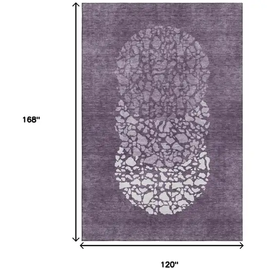 Eggplant And Ivory Abstract Washable Area Rug With UV Protection Photo 9