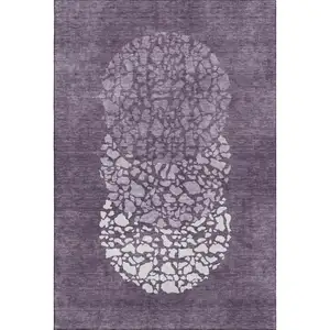 Photo of Eggplant And Ivory Abstract Washable Area Rug With UV Protection