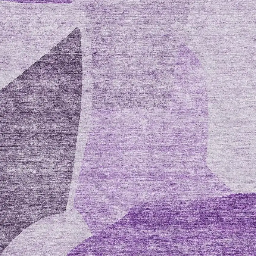 Eggplant And Ivory Abstract Washable Area Rug With UV Protection Photo 2