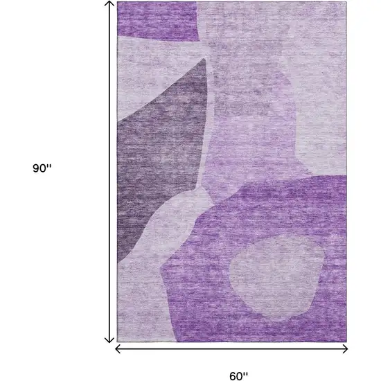 Eggplant And Ivory Abstract Washable Area Rug With UV Protection Photo 3
