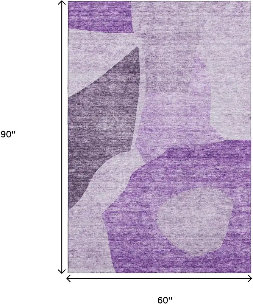 Eggplant And Ivory Abstract Washable Area Rug With UV Protection Photo 3