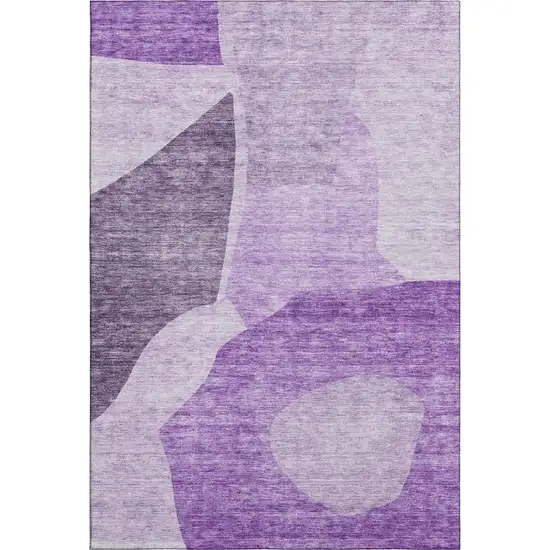 Eggplant And Ivory Abstract Washable Area Rug With UV Protection Photo 1