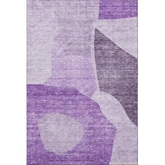Eggplant And Ivory Abstract Washable Area Rug With UV Protection Photo 3