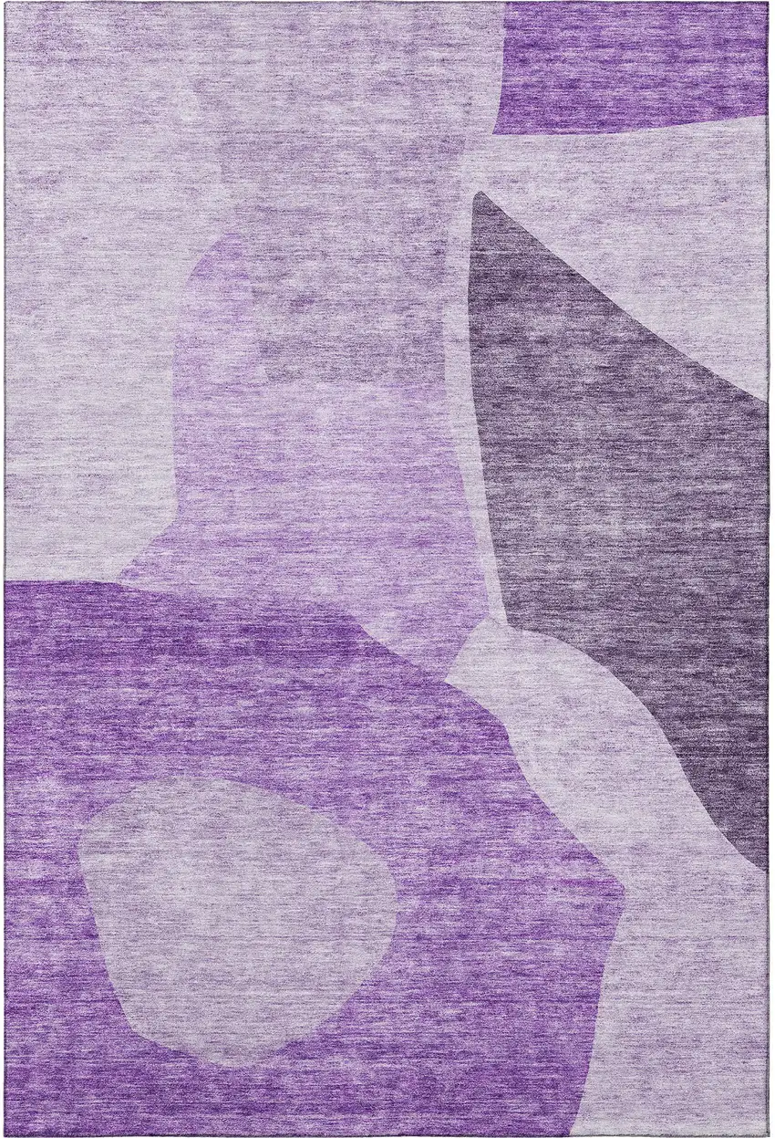 Eggplant And Ivory Abstract Washable Area Rug With UV Protection Photo 3