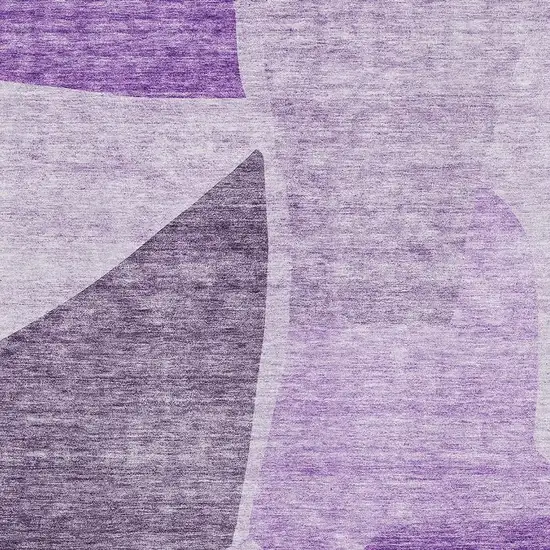 Eggplant And Ivory Abstract Washable Area Rug With UV Protection Photo 2