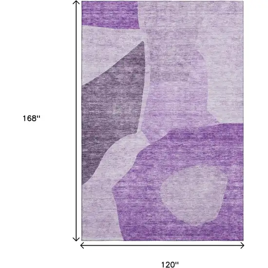 Eggplant And Ivory Abstract Washable Area Rug With UV Protection Photo 3