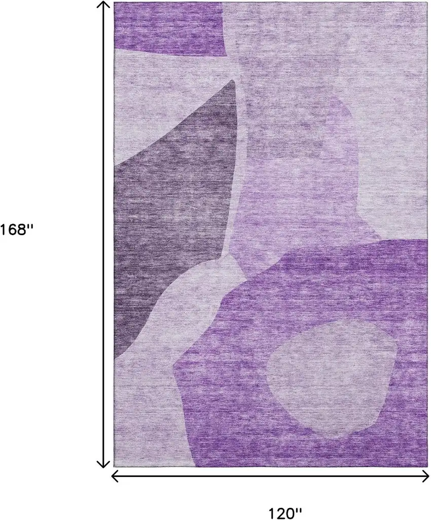 Eggplant And Ivory Abstract Washable Area Rug With UV Protection Photo 3
