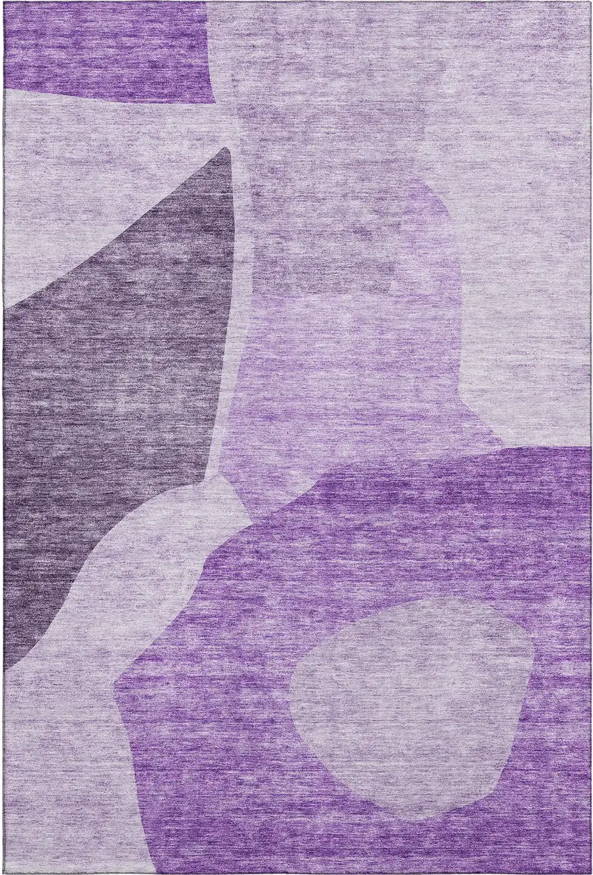 Eggplant And Ivory Abstract Washable Area Rug With UV Protection Photo 1