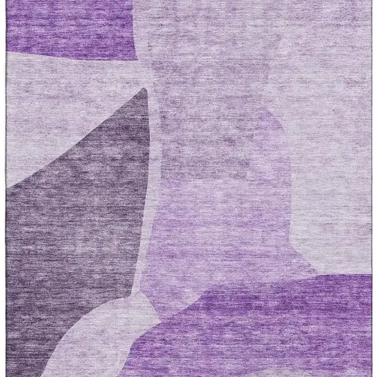 Eggplant And Ivory Abstract Washable Area Rug With UV Protection Photo 2