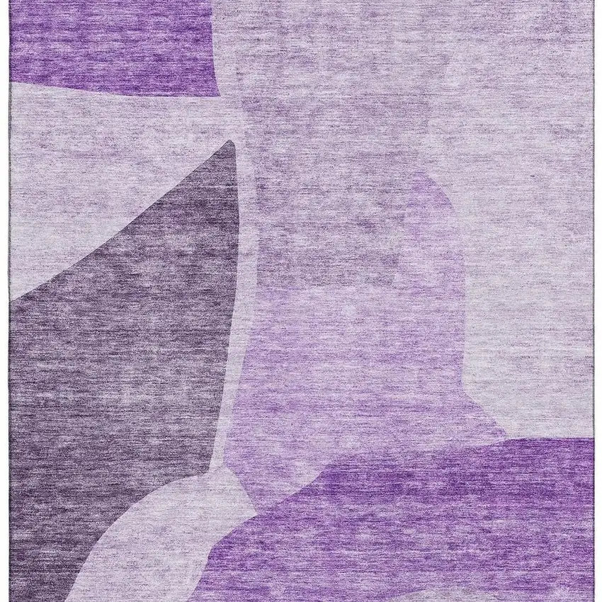 Eggplant And Ivory Abstract Washable Area Rug With UV Protection Photo 2