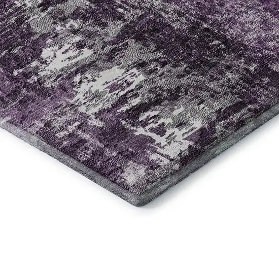Eggplant And Ivory Abstract Washable Area Rug With UV Protection Photo 8