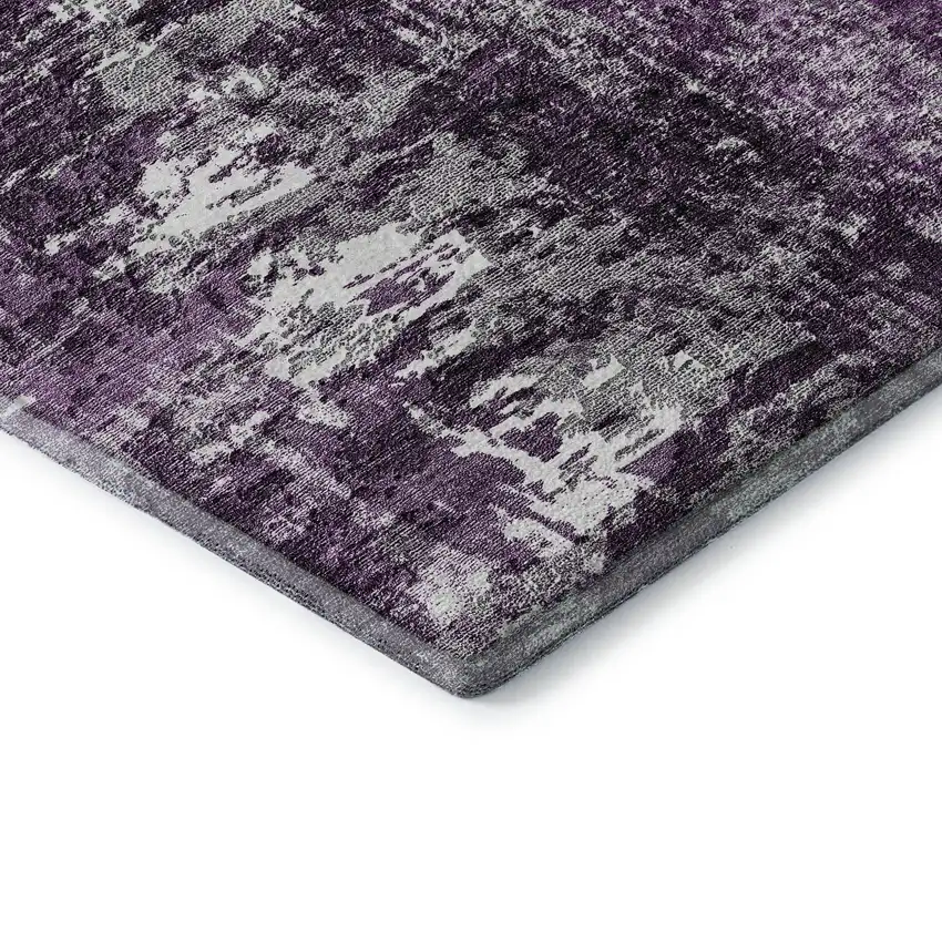 Eggplant And Ivory Abstract Washable Area Rug With UV Protection Photo 7