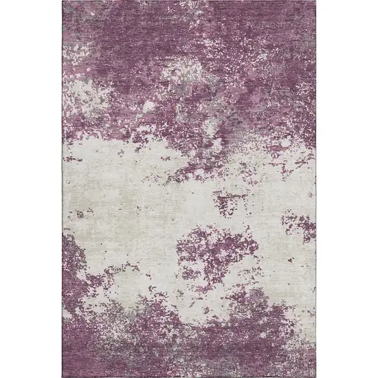 Eggplant And Ivory Abstract Washable Area Rug With UV Protection Photo 1
