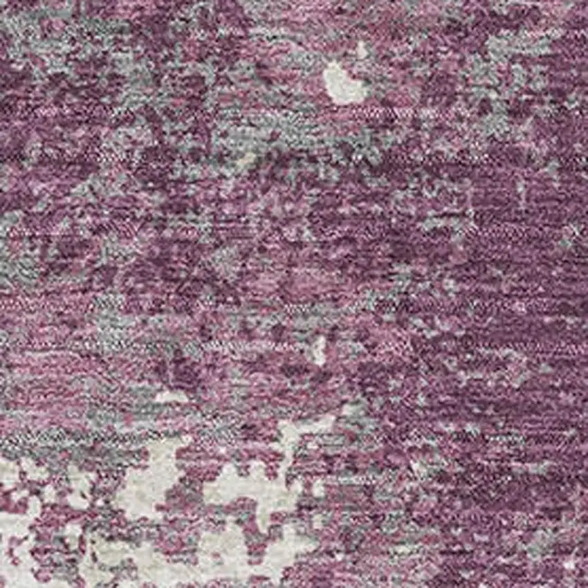 Eggplant And Ivory Abstract Washable Area Rug With UV Protection Photo 2
