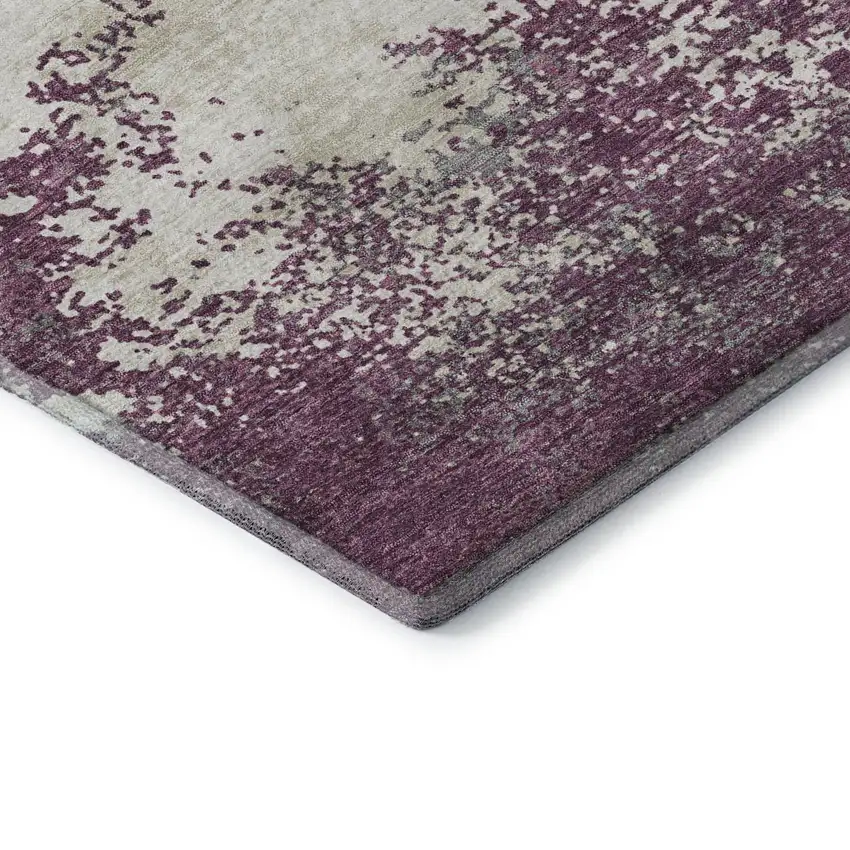 Eggplant And Ivory Abstract Washable Area Rug With UV Protection Photo 6