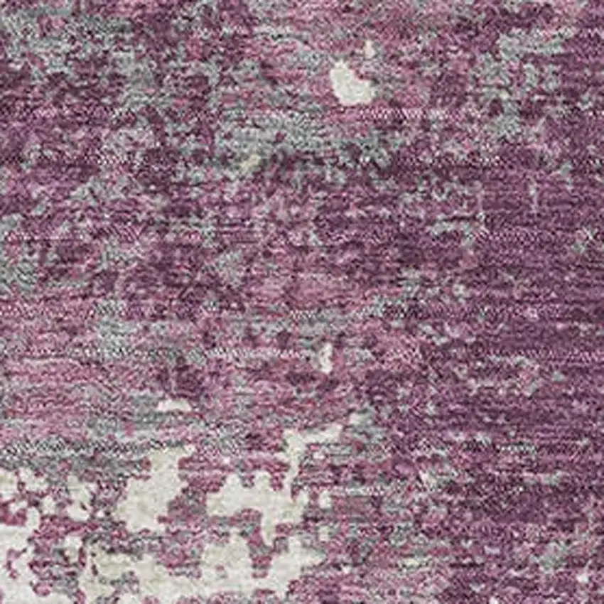 Eggplant And Ivory Abstract Washable Area Rug With UV Protection Photo 2