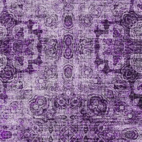 Eggplant And Ivory Floral Medallion Washable Area Rug With UV Protection Photo 3