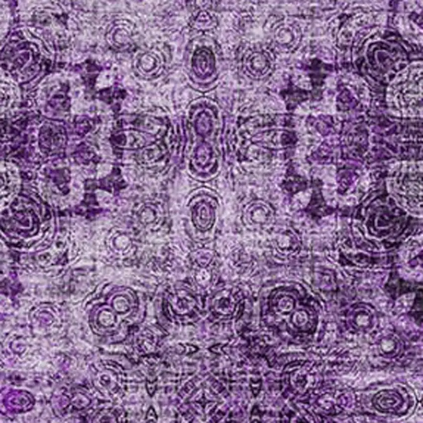 Eggplant And Ivory Floral Medallion Washable Area Rug With UV Protection Photo 3