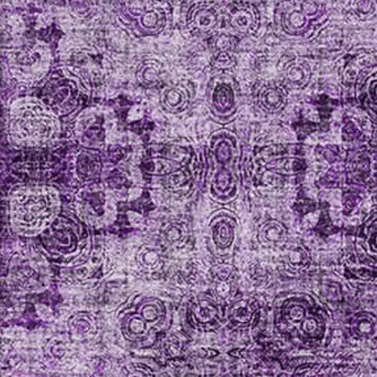 Eggplant And Ivory Floral Medallion Washable Area Rug With UV Protection Photo 3