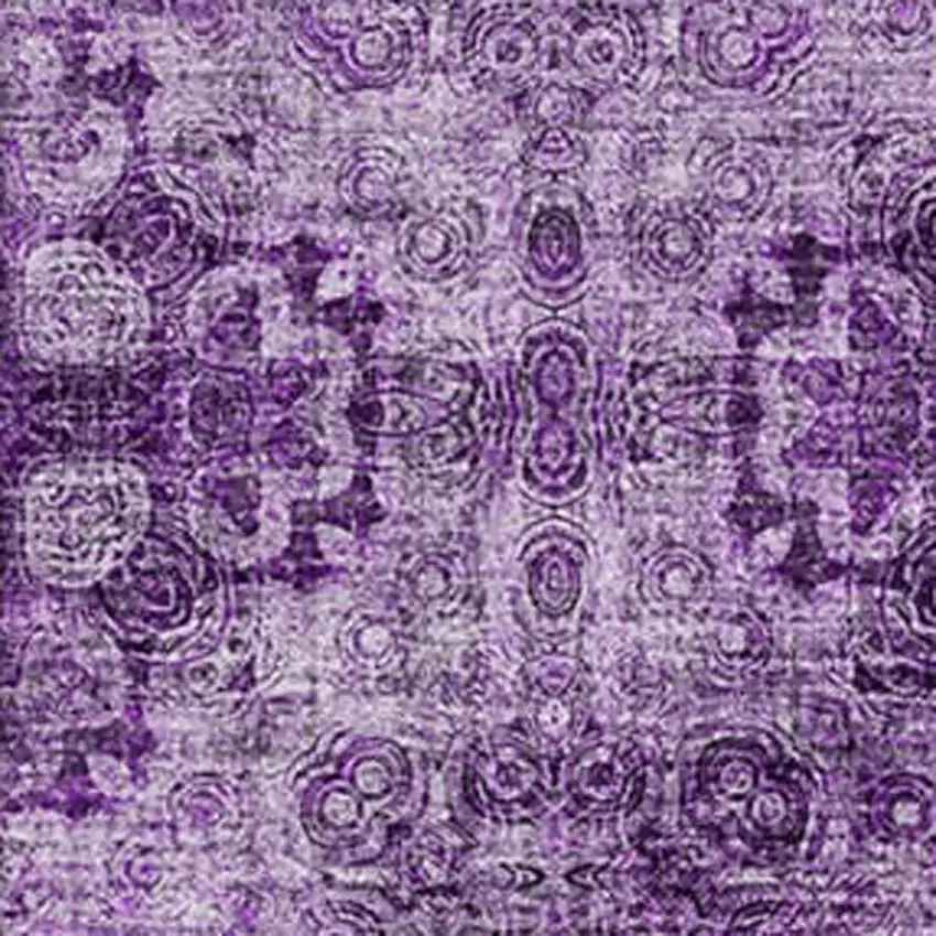 Eggplant And Ivory Floral Medallion Washable Area Rug With UV Protection Photo 3