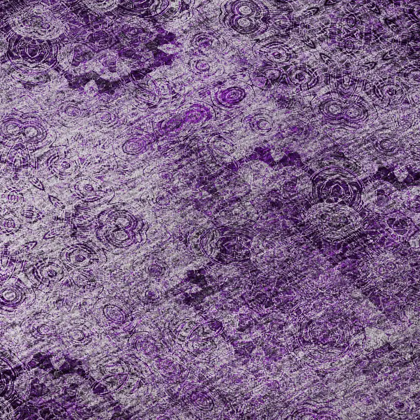 Eggplant And Ivory Floral Medallion Distressed Washable Area Rug With UV Protection Photo 9