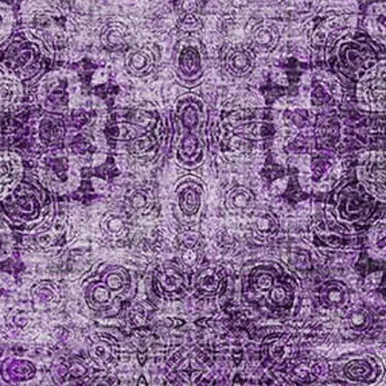 Eggplant And Ivory Floral Medallion Washable Area Rug With UV Protection Photo 3