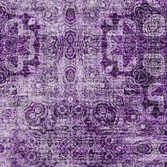 Eggplant And Ivory Floral Medallion Washable Area Rug With UV Protection Photo 3