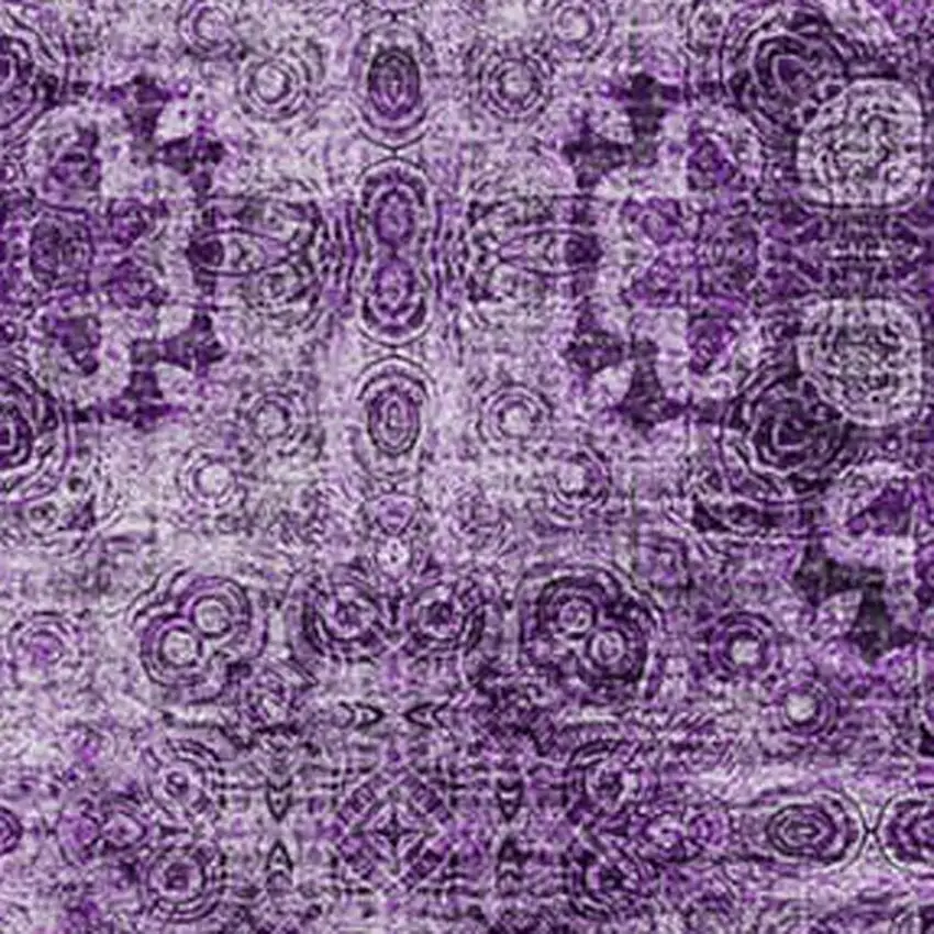 Eggplant And Ivory Floral Medallion Washable Area Rug With UV Protection Photo 3