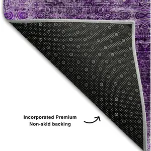 Photo of Eggplant And Ivory Floral Medallion Washable Area Rug With UV Protection